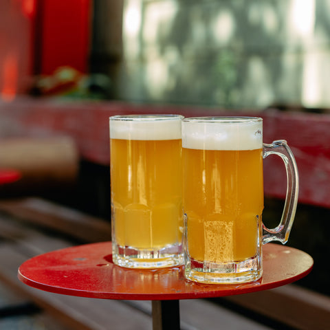 Glass Beer Mug with Handle – 34 fl. oz. / 1L – Large & Heavy Beer Stein