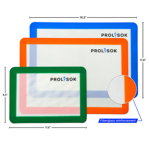 Prolisok Silicone baking mat 3pcs Set (Half-sheet, Quarter)