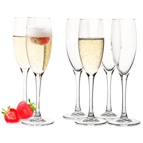 Champagne Glasses - Set of 6 - 6.25 fl oz / 185 ml