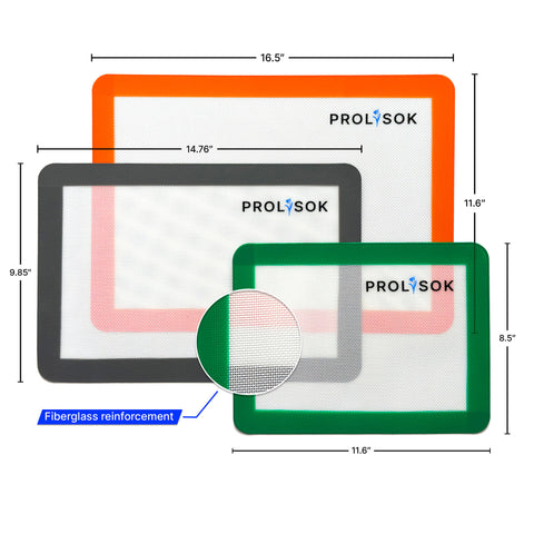 Prolisok Silicone baking mat 3pcs Set (Half-sheet, Jelly Roll, Quarter)