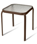 Outdoor Side Table Prolisok. Metal Body, Tempered Glass Top, Bronze color