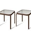 Metal Side Table Prolisok with Tempered Glass Top in Bronze (Set of 2)