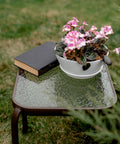 Metal Side Table Prolisok with Tempered Glass Top in Bronze (Set of 3)